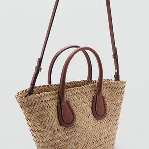 SOLD- Mango natural fibre basket bag with strap.